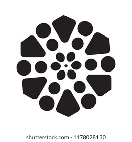 Simple snowflake icon with dots and round elements isolated on white background. Snow flake element for Christmas winter design and New Year decoration. Refrigerator vector symbols or logo