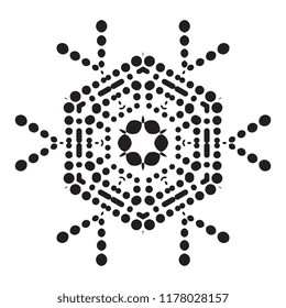 Simple snowflake icon with dots and round elements isolated on white background. Snow flake element for Christmas winter design and New Year decoration. Refrigerator vector symbols or logo