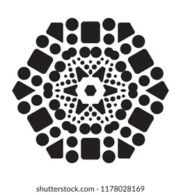 Simple snowflake icon with dots and round elements isolated on white background. Snow flake element for Christmas winter design and New Year decoration. Refrigerator vector symbols or logo