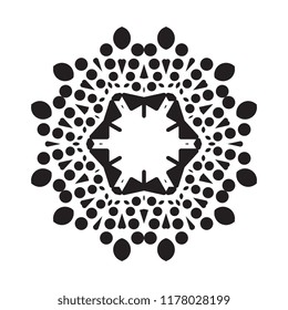Simple snowflake icon with dots and round elements isolated on white background. Snow flake element for Christmas winter design and New Year decoration. Refrigerator vector symbols or logo