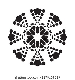 Simple snowflake icon with dots and round elements isolated on white background. Snow flake element for Christmas winter design and New Year decoration. Refrigerator vector symbols or logo