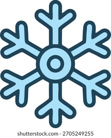 Icono simple del copo de nieve en estilo delineado colorido plano