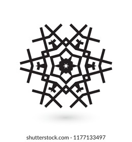Simple snowflake icon isolated on white background. Snow flake element for Christmas winter design and New Year decoration. Refrigerator vector symbols or logo