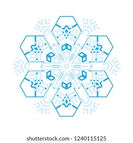 Simple snowflake icon isolated on white background. Snow flake element for Christmas winter design and New Year decoration. Refrigerator vector symbols or logo