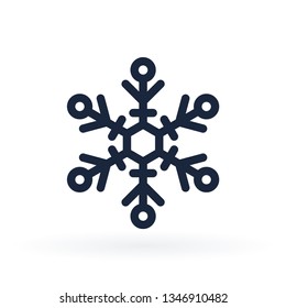 Simple snowflake icon in line style. Vector illustration on white background