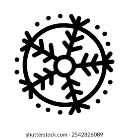 Einfaches Schneeflocken-Symbol im Liniendesign auf weißem Hintergrund. Symbol für Weihnachten, Neujahr, Feiertage, Winter. Vektordoodle-Illustration