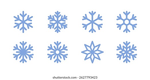 Icono simple del copo de nieve en diseño de estilo de línea sobre fondo blanco