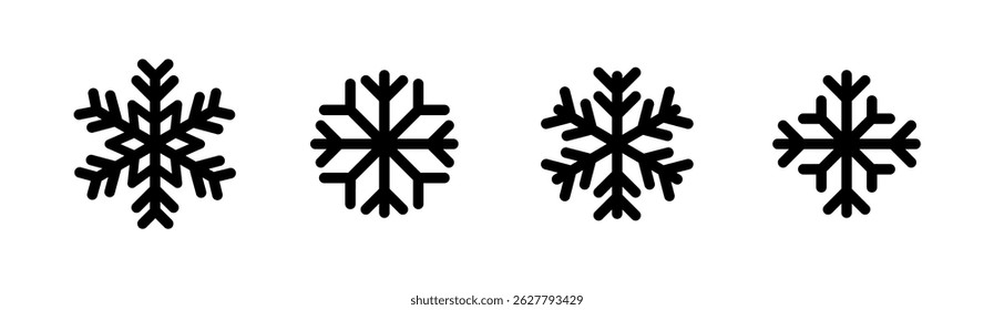 Icono simple del copo de nieve en diseño de estilo de línea sobre fondo blanco