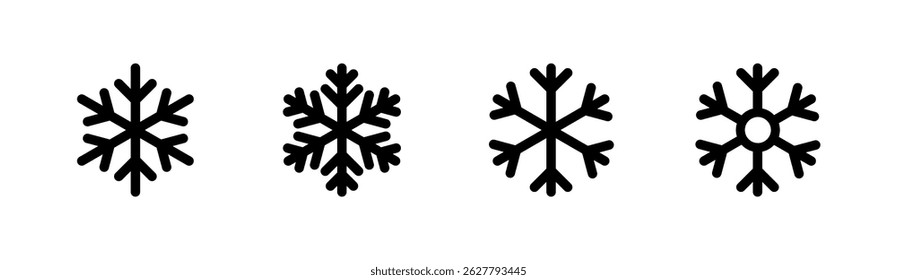 Einfaches Schneeflocken-Symbol im Liniendesign auf weißem Hintergrund