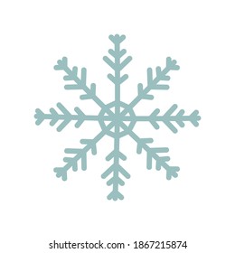 Simple snowflake isolated on white. Vector, hand-drawn illustration for the design of Christmas or new year greeting cards.