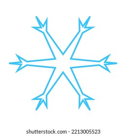 Simple snowflake made of blue lines. Festive decoration for New Year and Christmas, symbol of winter, element for design. Vector illustration