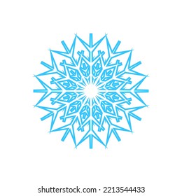 Sencillo copo de nieve de líneas azules. Decoración festiva para Año Nuevo y Navidad, símbolo de invierno, elemento de diseño. Ilustración del vector
