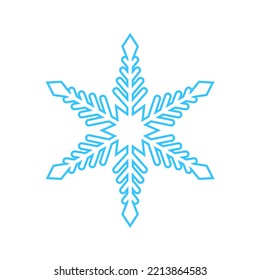 Simple snowflake made of blue lines. Festive decoration for New Year and Christmas, symbol of winter, element for design. Vector illustration