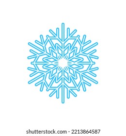 Simple snowflake made of blue lines. Festive decoration for New Year and Christmas, symbol of winter, element for design. Vector illustration