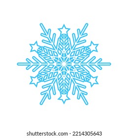 Sencillo copo de nieve de líneas azules. Decoración festiva para Año Nuevo y Navidad, símbolo de invierno, elemento de diseño. Ilustración del vector