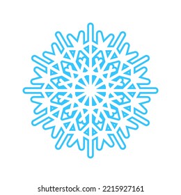 Sencillo copo de nieve de líneas azules. Decoración festiva para Año Nuevo y Navidad, símbolo de invierno, elemento de diseño. Ilustración del vector