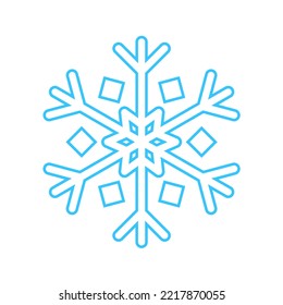Simple snowflake made of blue lines. Festive decoration for New Year and Christmas, symbol of winter, element for design. Vector illustration