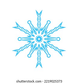 Simple snowflake made of blue lines. Festive decoration for New Year and Christmas, symbol of winter, element for design. Vector illustration
