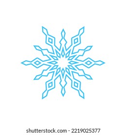 Sencillo copo de nieve de líneas azules. Decoración festiva para Año Nuevo y Navidad, símbolo de invierno, elemento de diseño. Ilustración del vector