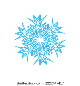 Simple snowflake made of blue lines. Festive decoration for New Year and Christmas, symbol of winter, element for design. Vector illustration