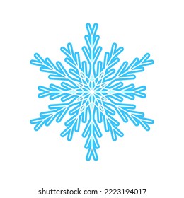 Sencillo copo de nieve de líneas azules. Decoración festiva para Año Nuevo y Navidad, símbolo de invierno, elemento de diseño. Ilustración del vector