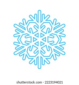 Sencillo copo de nieve de líneas azules. Decoración festiva para Año Nuevo y Navidad, símbolo de invierno, elemento de diseño. Ilustración del vector