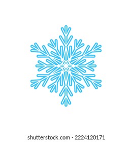 Simple snowflake made of blue lines. Festive decoration for New Year and Christmas, symbol of winter, element for design. Vector illustration