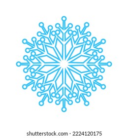 Sencillo copo de nieve de líneas azules. Decoración festiva para Año Nuevo y Navidad, símbolo de invierno, elemento de diseño. Ilustración del vector