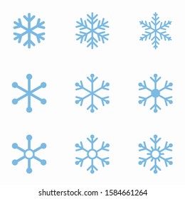 Simple Snowflake Vector Set On White