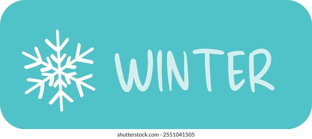  Simple Snowflake with Winter Text on Blue Background - Vector Illustration