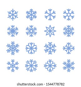 Simple snowflakes icon set in line style design on white background. For Christmas  decoration and ornaments.