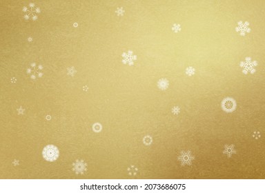 Simple snowflakes on a gold background. Christmas background.