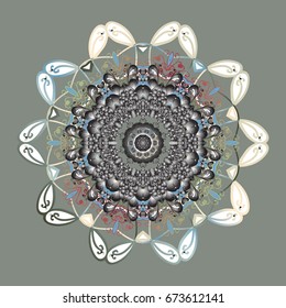 Simple snowflakes ornamental pattern, floral elements, decorative ornament. Arab, Asian, ottoman motifs in colors. Vector illustration. Ornamental pattern on colorful background.