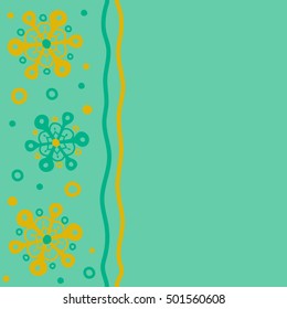 Simple snowflakes seamless pattern, floral elements, decorative ornament. Vertical seamless pattern on blue background. Arab, Asian, ottoman motifs. Vector illustration with place for your text.