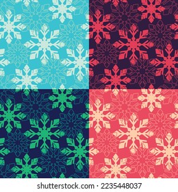 simple snowflakes seamless pattern in many colors 005