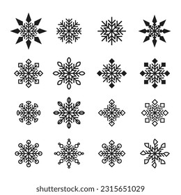 simple snowflakes symbol icon bundle set