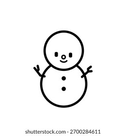Simple snowman character - line vector icon