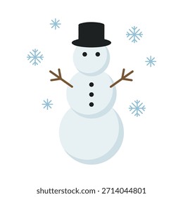 Einfache Schneemann Weihnachts-Vektorgrafik, zwei oder drei Schneebälle, minimales Design