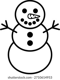 Icono simple del muñeco de nieve en el fondo blanco aislado en el fondo transparente, Vector