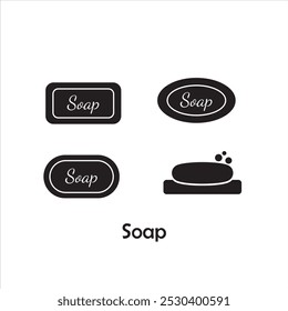 Simple soap icon vector isolated on white background in silhouette style. Bathroom accessories. Icon for web design, tag, label.