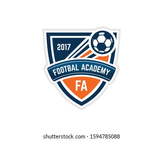 simple soccer emblem wit ball vector and ribbon