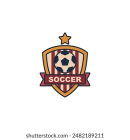 Simple soccer logo design isolated on white background