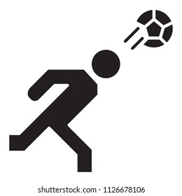 Simple Soccer Player Heading Ball Related Vector Flat Icon. Glyph Style. 128x128 Pixel.