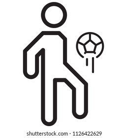 Simple Soccer Player Juggling Ball Related Vector Line Icon. Outline Style. Editable Stroke. 128x128 Pixel Perfect.