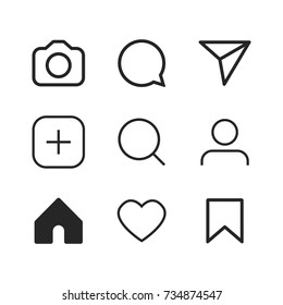 Simple social media icon set, vector illustration