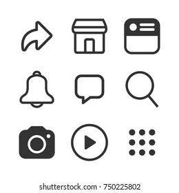Simple social media icon set, vector illustration