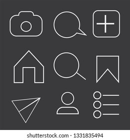 Social Media Interface Set Buttons Linear Stock Vector (Royalty Free ...