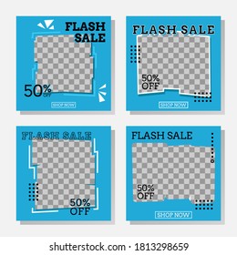 Simple social media post template with fresh blue themes. Banner flash sale edition, Good for promoting products or brand. Banners vector