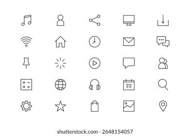 Simple social media user Interface Line Icons  Set