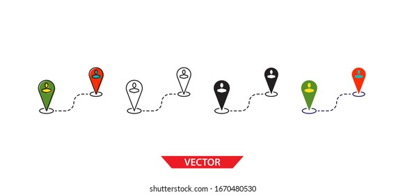 Simple social network icon on white background 4 types such as outline, black, color, outline and color. Vector illustration.
